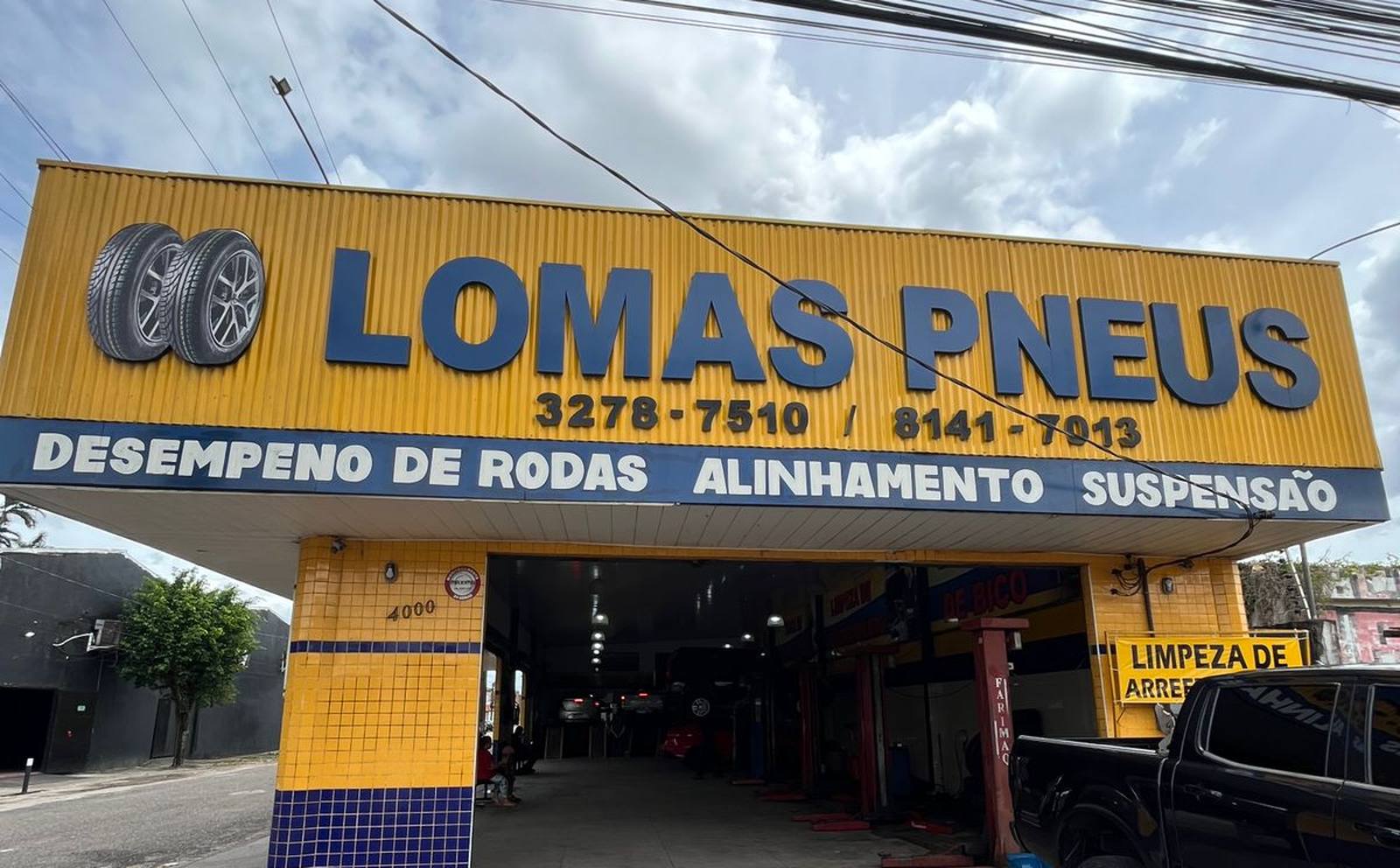 Fachada da Lomas Pneus na Rod. Augusto Montenegro, 4000